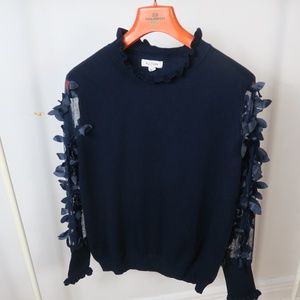 Navy sweater with fancy sleeves